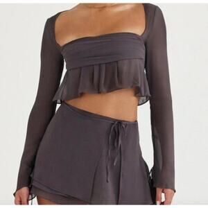 For Love And Lemons Dark Gray Blouse